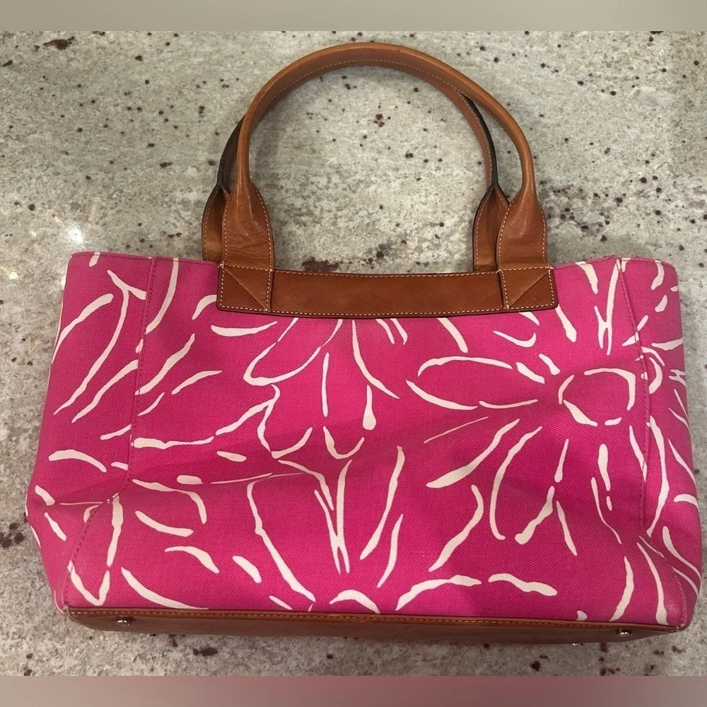 Funky spring Easter Pink floral Kate spade tote handbag purse beach bag